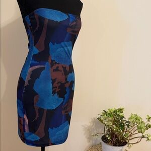 Elegant Blue and Black Strapless Dress size M